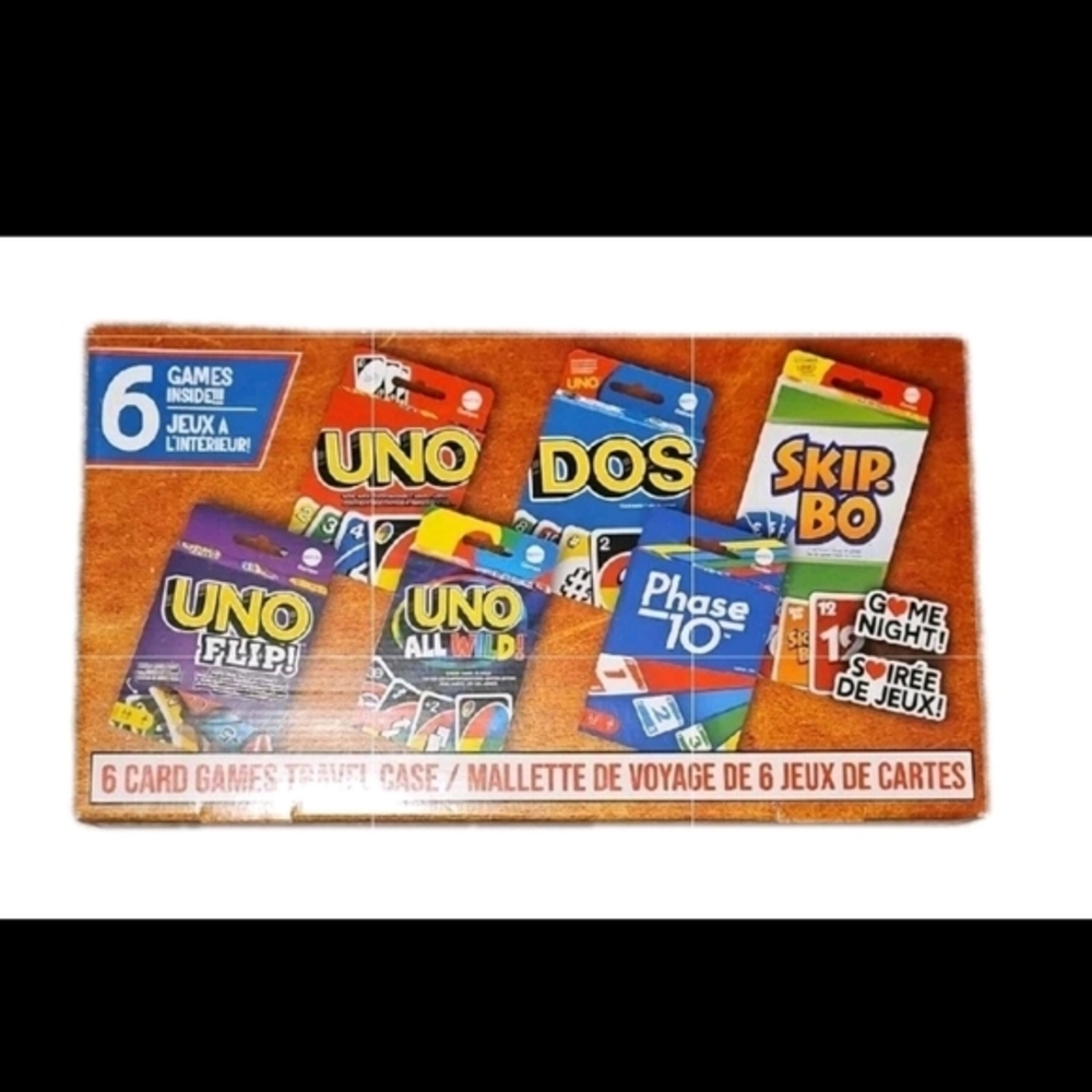UNO 6 Card Games Travel Case NEW